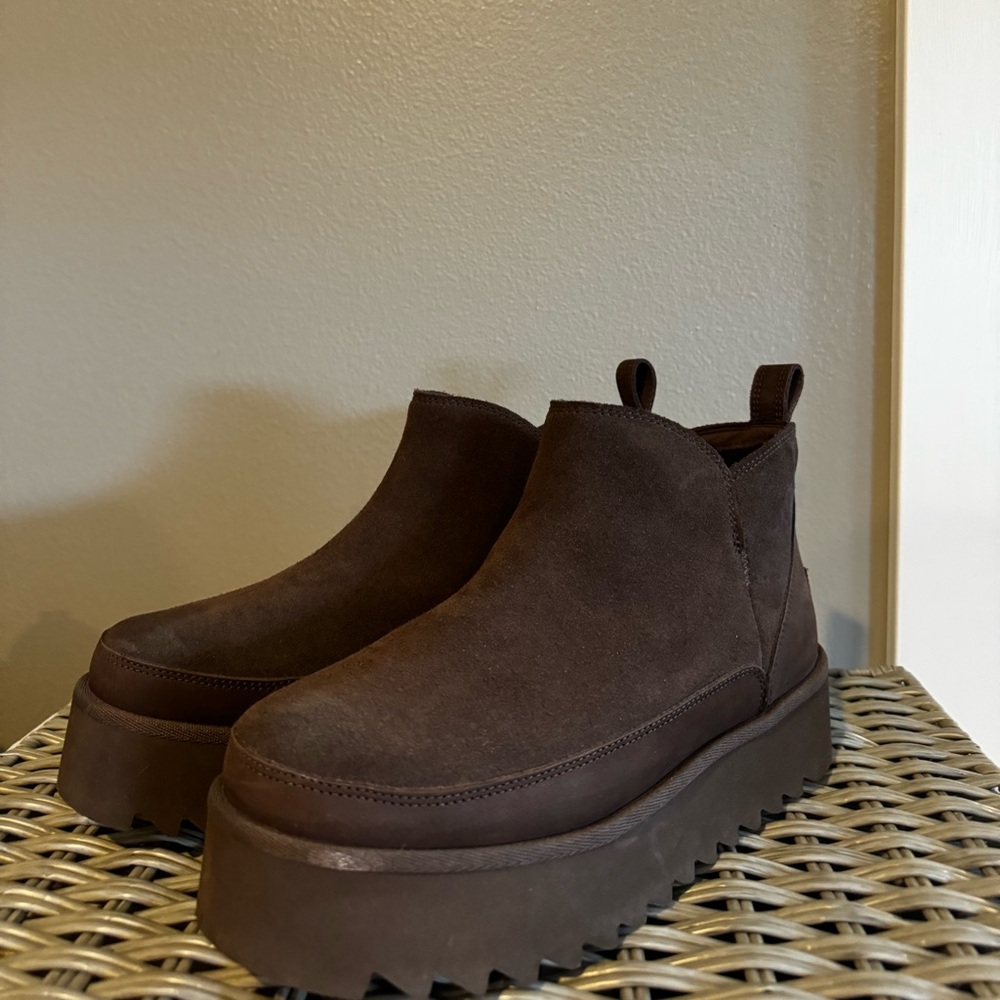 UGG Brown Platform Mini Boots